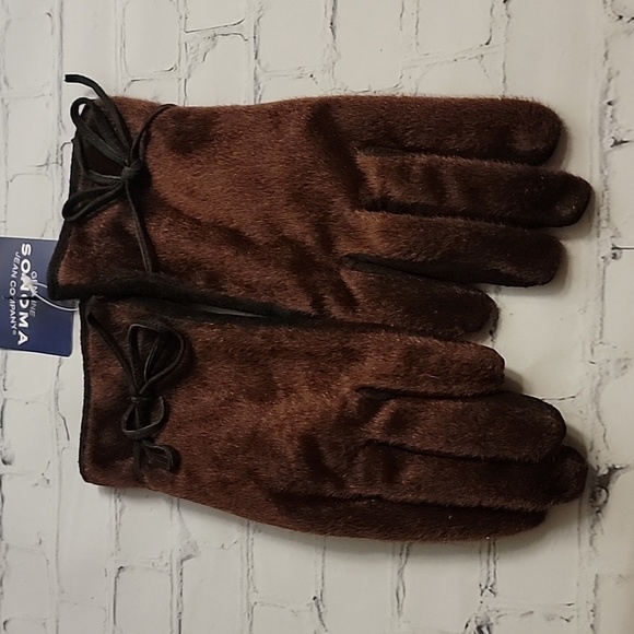 Sonoma  Black Suede and  Brown Velvet Winter Driving Gloves Size Medium NWT - Picture 1 of 6